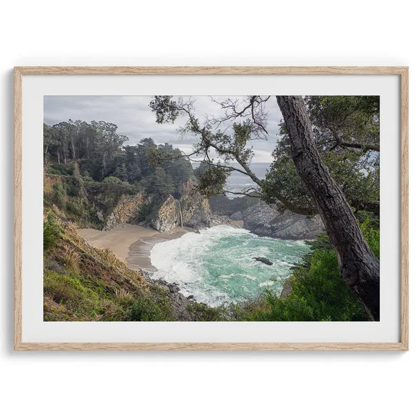 Big Sur California Beach Waterfall Landscape Art Print