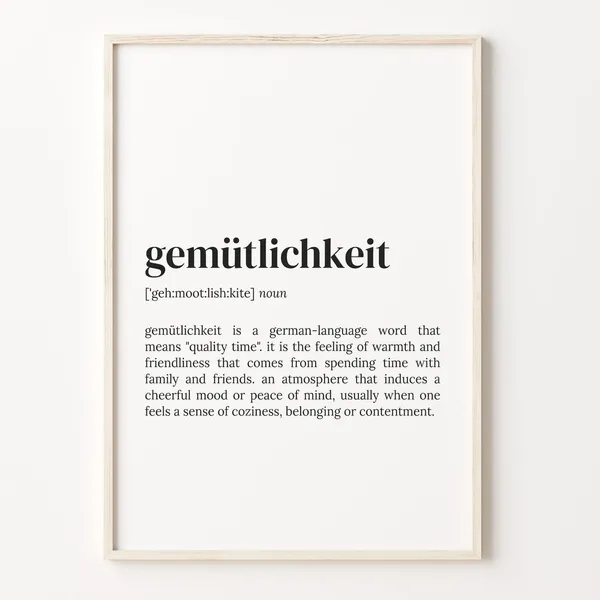 Gemtlichkeit Definition Dictionary Quote Art Print