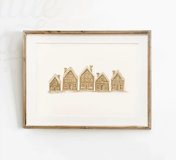 Gingerbread House Village Christmas Art Print