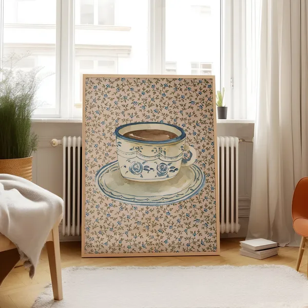 Coffee With Grandma Vintage Cottagecore Art Print