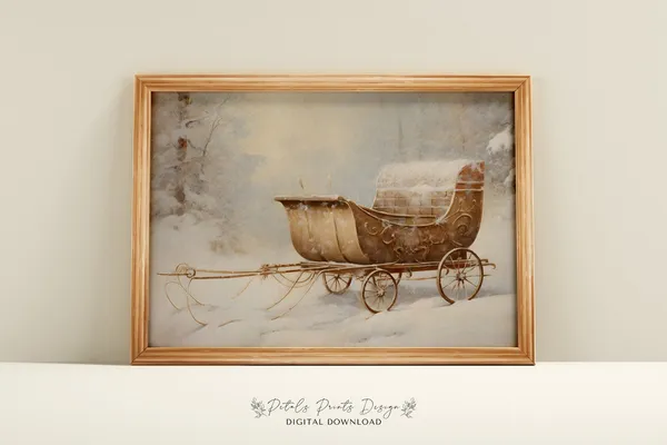 Sleigh Still Life Painting Christmas Art Print