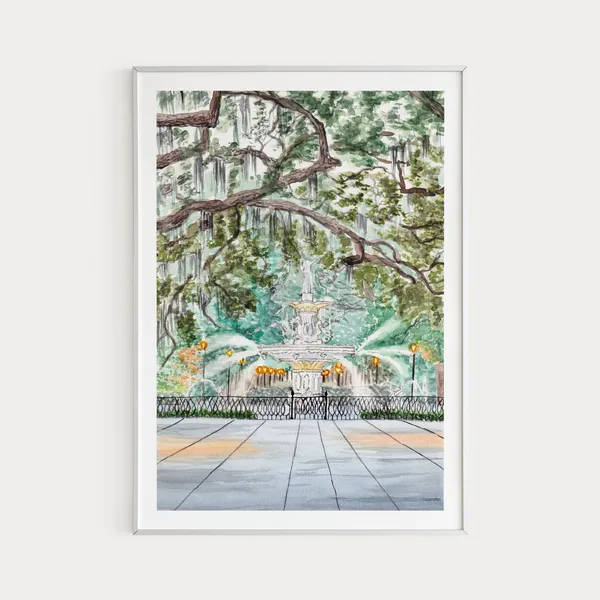 Savannah Forsyth Park Fountain, Georgia Travel Poster