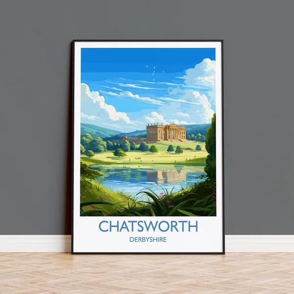 Chatsworth Travel Poster, English Countryside