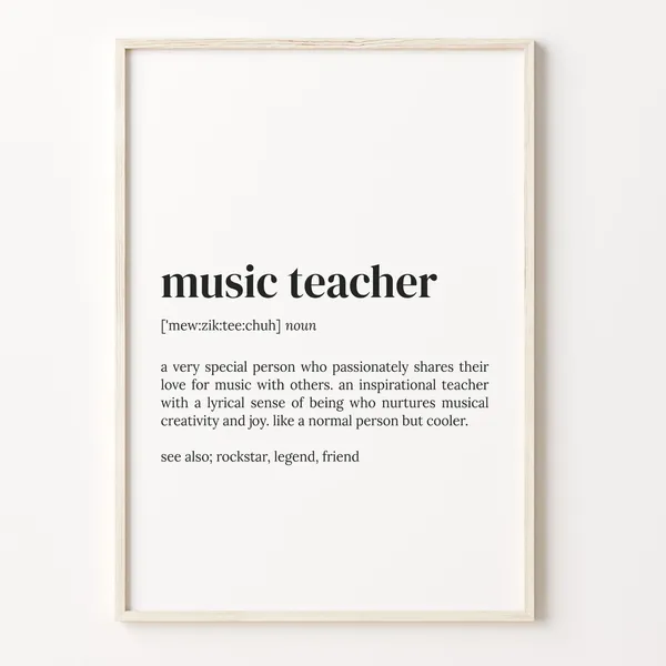 Music Teacher Definition Dictionary Poster, Funny Quote