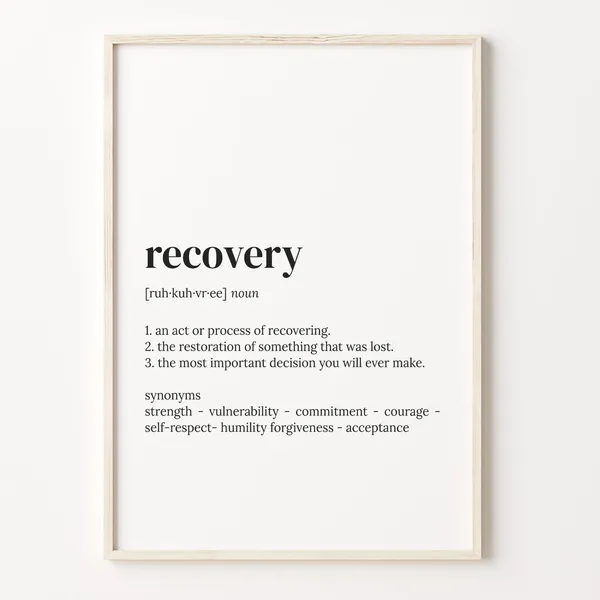 Recovery Definition Dictionary Poster, Quote Wall Art