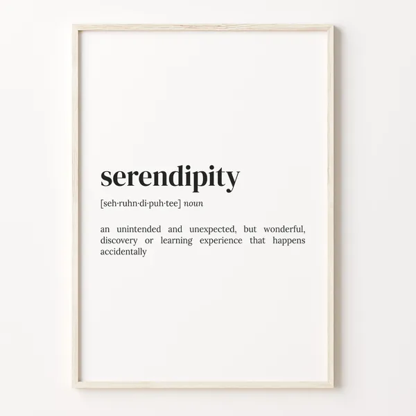 Serendipity Definition Dictionary Poster, Motivational Quote