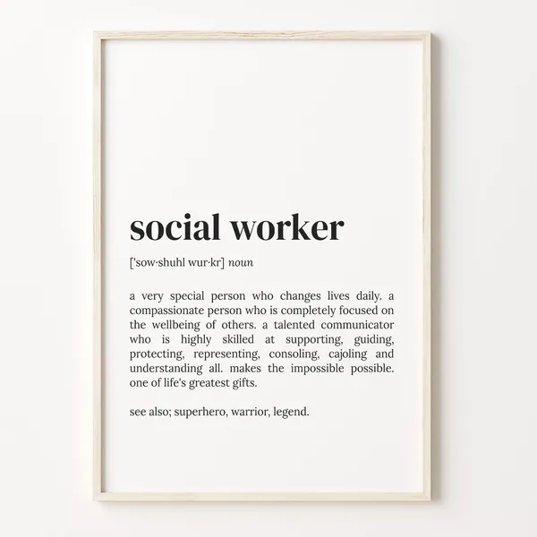 Social Worker Definition Quote Poster, Dictionary Print
