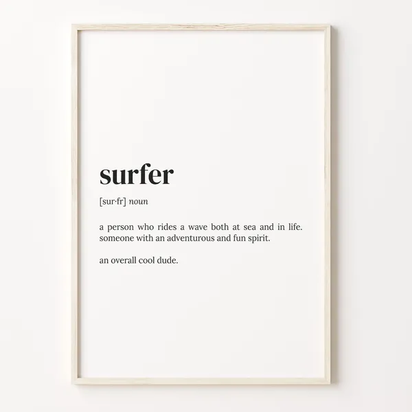 Surfer Definition Dictionary Poster Quote Art Print