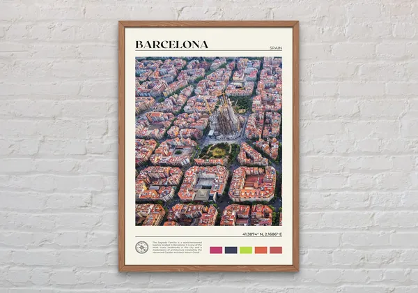 Barcelona Real Photo Travel Poster, Spain Decor