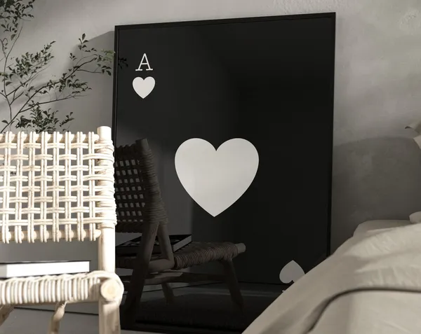 Black And White Play Card Trendy Preppy Art Print