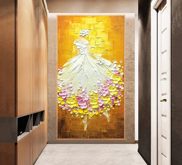 Ballerina Painting, Abstract Floral Wall Art Print