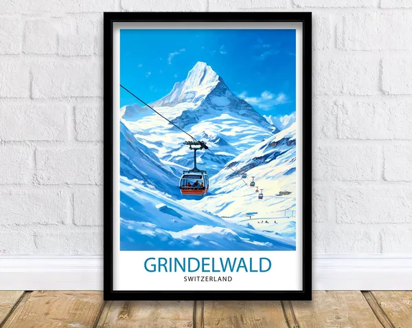 Grindelwald Switzerland Travel Poster, Europe Wall Decor
