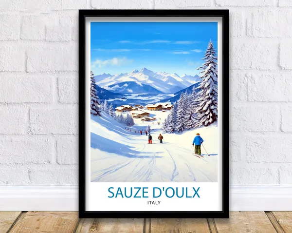 Sauze Doulx Italy Travel Poster, European Wall Decor