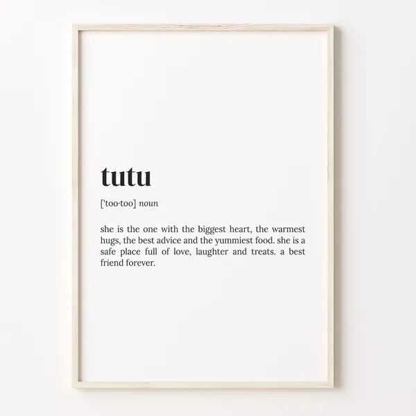 Tutu Definition Quote Poster, Best Grandma Gift