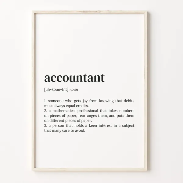 Accountant Definition Dictionary Poster, Funny Quote Art