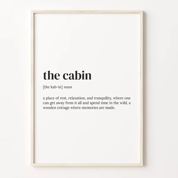Cabin Definition Dictionary Quote Art Print