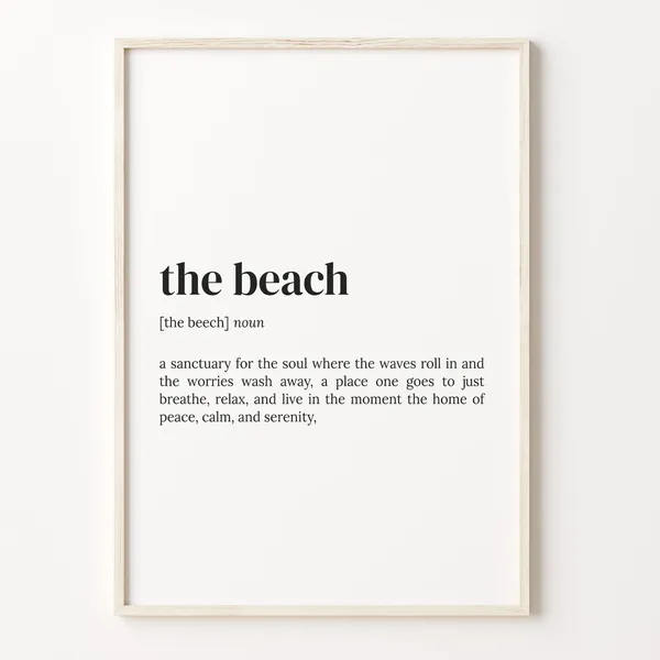Beach Definition Dictionary Poster Quote Art