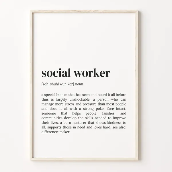 Social Worker Definition Typography Quote Art Print