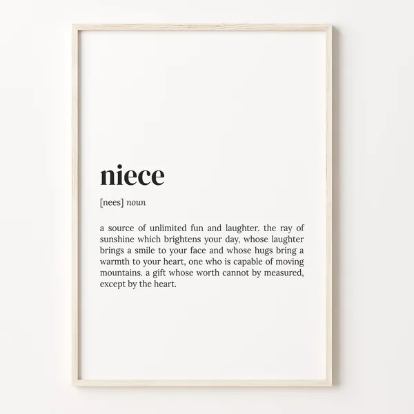 Niece Definition Dictionary Quote Art Print