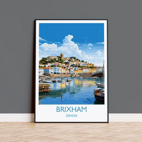 Brixham Travel Poster, England Devon Art Print