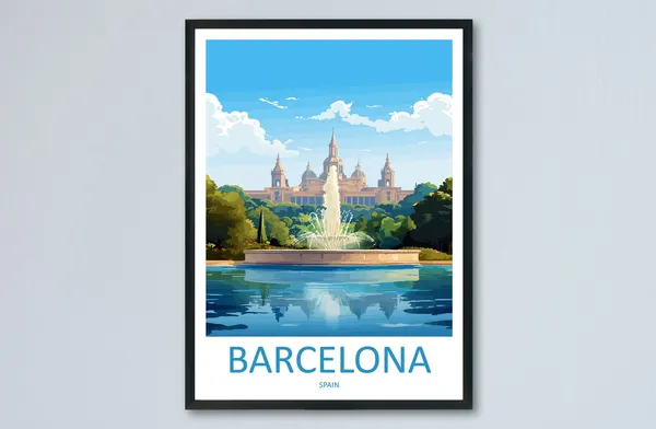 Barcelona Travel Poster, Spain Place Print