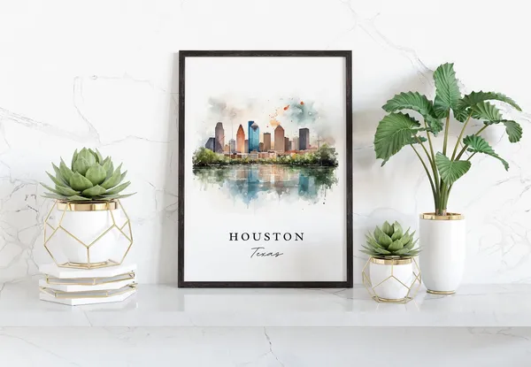 Houston Traditional Travel Poster, Texas City Art