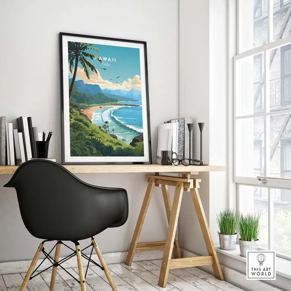 Hawaii Oahu Travel Poster Art Print - Image 4