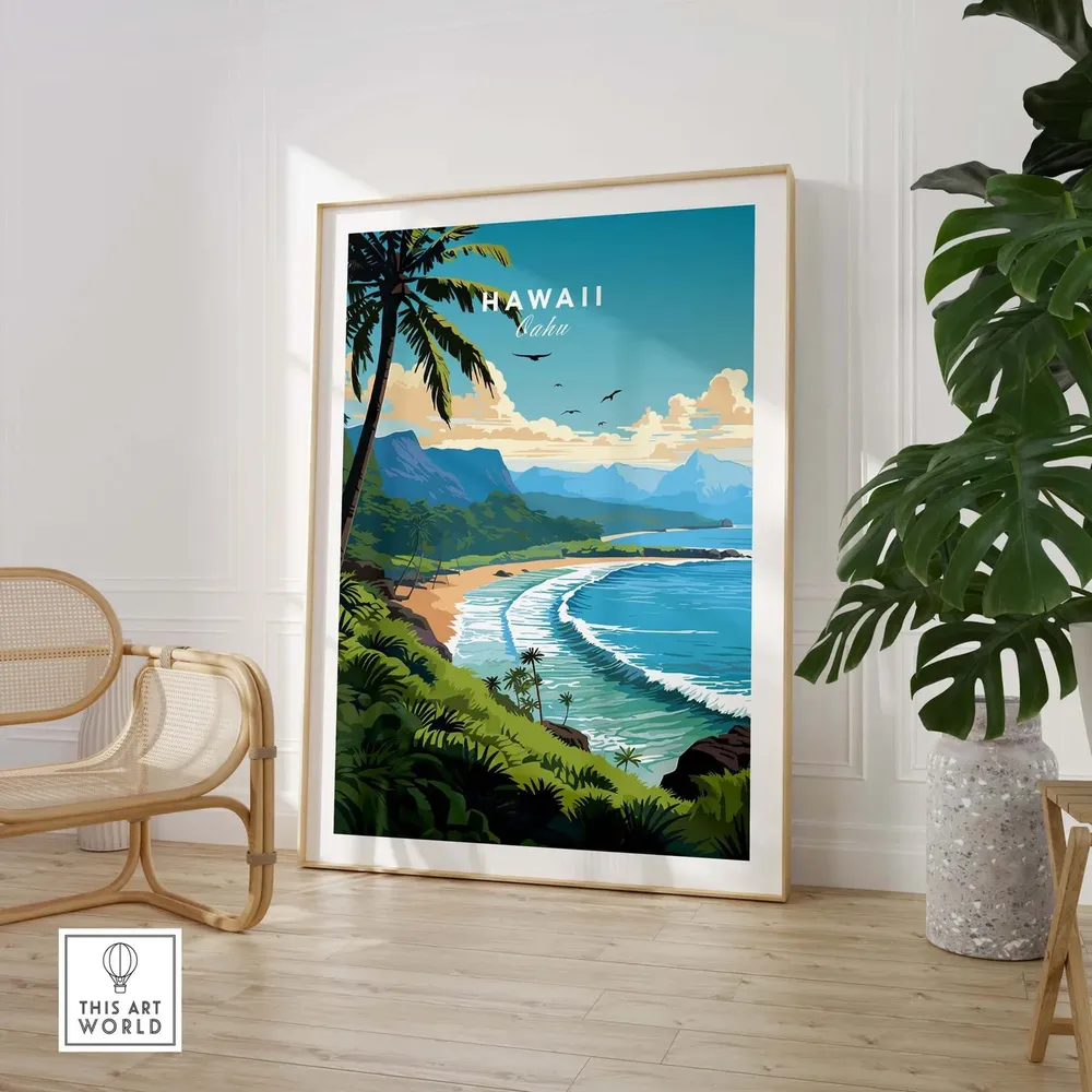Hawaii Oahu Travel Poster Art Print - Image 3