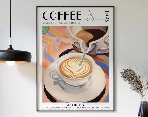 Coffee Retro Vintage Kitchen Decor Art Print