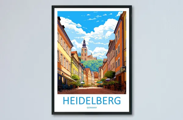 Heidelberg Cityscape Art Print, European Travel Poster