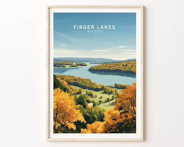 Finger Lakes New York Travel Poster, Travel Poster