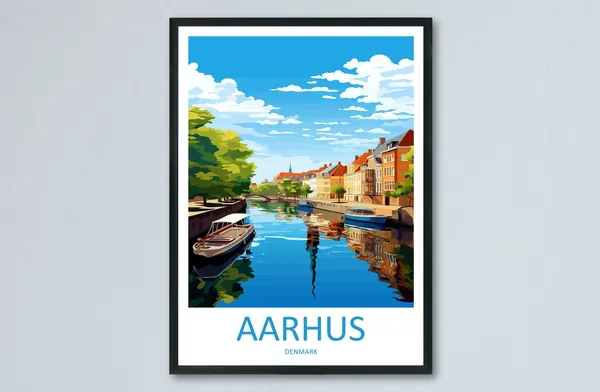 Aarhus Travel Poster, Denmark Wall Art Print