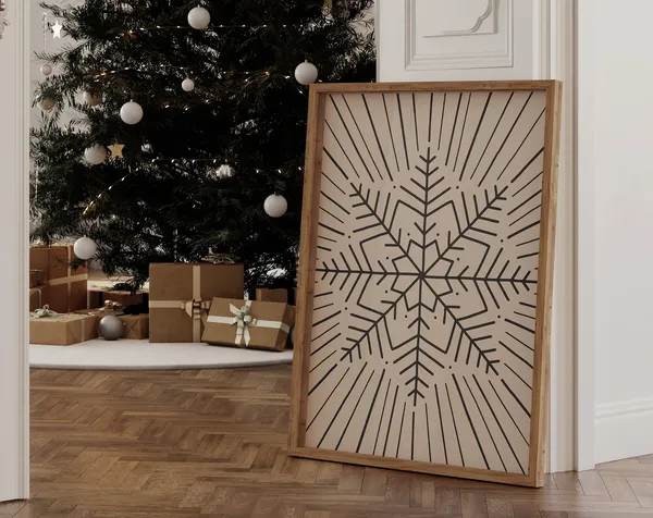 Minimalist Neutral Christmas Art Print, Modern Decor