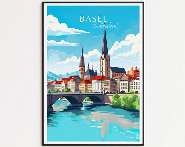 Basel Travel Poster, Switzerland Art Print