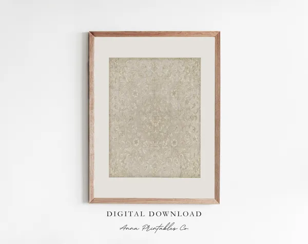 Tapestry II Neutral Vintage Art Print, Asian Decor