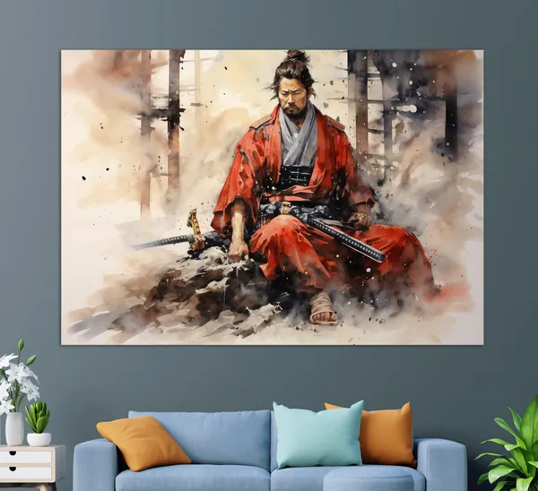 Samurai Japanese Oil-Painting-Style Art Print