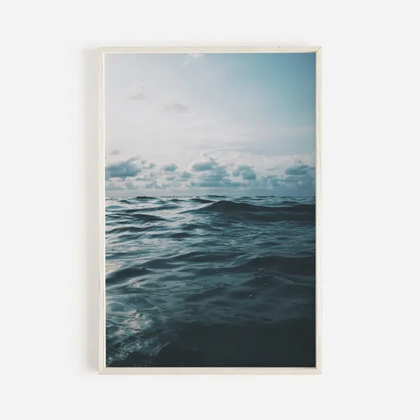 Deep Blue Ocean Scenery Modern Coastal Travel Poster