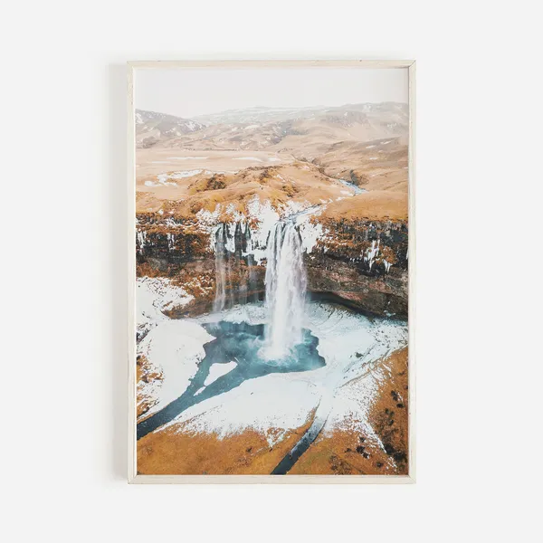 Iceland Waterfall Travel Photo Art Print