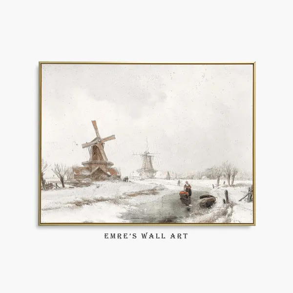 Winter Landscape Vintage Farmhouse Art Print