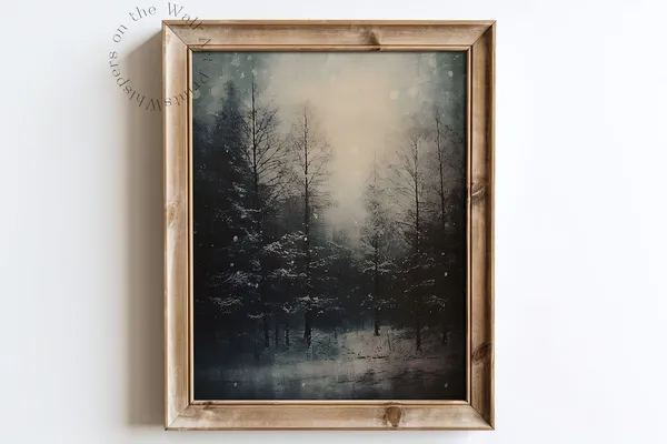 Moody Winter Forest Nightscape Art Print