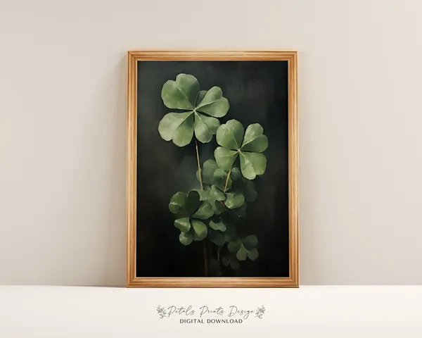 St Patricks Day Clover Wall Art, Rustic Irish Print