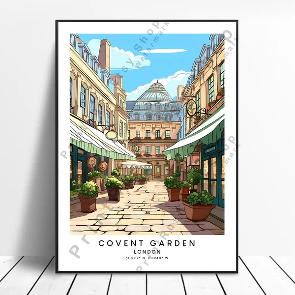 Covent Garden London Travel Poster, Abstract Minimalist
