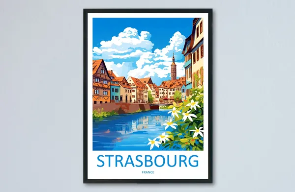 Strasbourg Travel Poster, France City Art Print