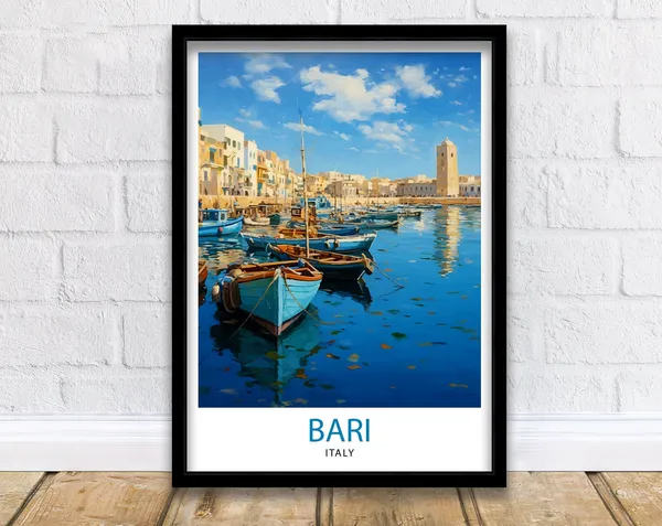 Bari Italy Travel Poster, Europe Wall Decor
