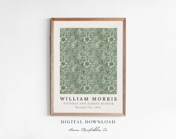 William Morris Marigold Botanical Art Nouveau Poster