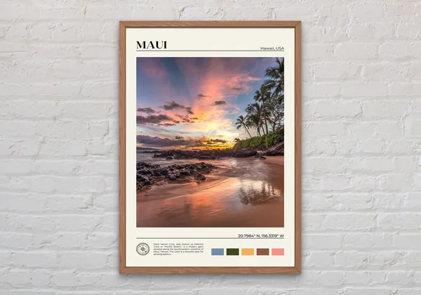 Maui Travel Poster, Hawaii Wall Art Print