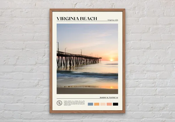Virginia Beach Travel Poster, Real Photo Wall Art