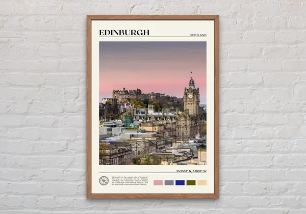 Edinburgh Travel Poster, Scotland Photo Wall Art