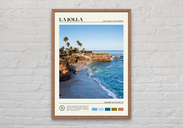 La Jolla Travel Poster, San Diego Wall Decor
