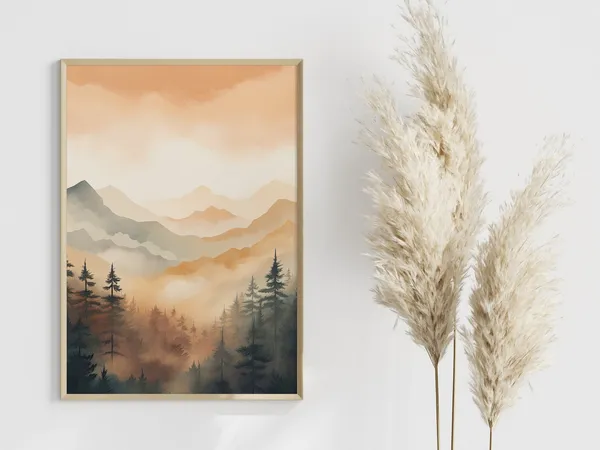 Forest Landscape Poster, Scandinavian Nature Decor